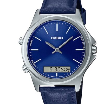 CASIO Men Blue Dial & Blue Solid Leather Straps Analogue Wrist Watch