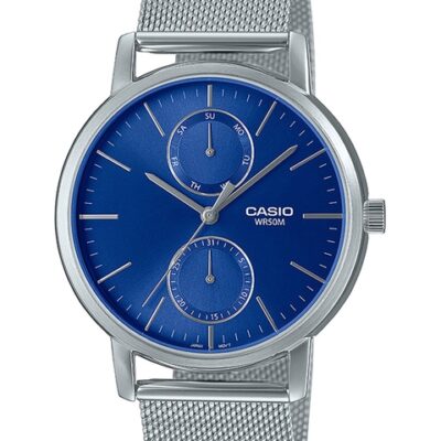 CASIO Men Blue Dial & Silver Toned Bracelet Style Straps Analogue Watch-A2065