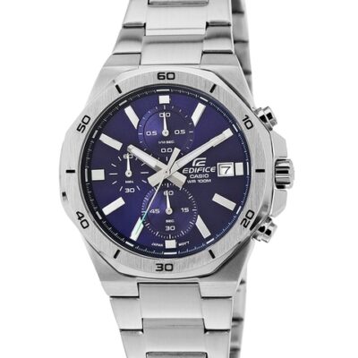 CASIO Men Printed Dial & Stainless Steel Analogue Chronograph Watch ED584 EFV-640D-2AVUDF
