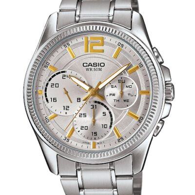 CASIO Men Silver-Toned Analogue Enticer ...