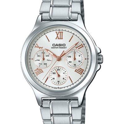 CASIO Women White Dial & Silver Toned Straps Analogue Watch