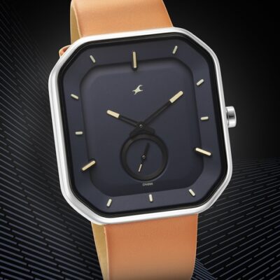 Fastrack Men Brass Dial & Leather S...