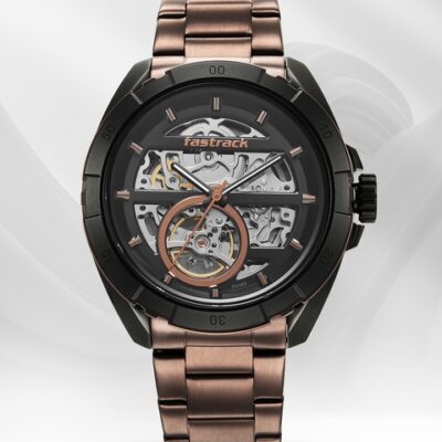 Fastrack Men Stainless Steel Automatic Skeleton Watch 3297KM01