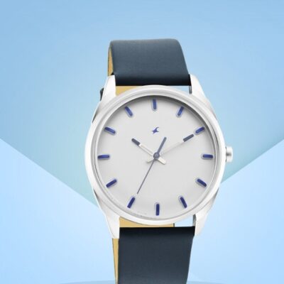 Fastrack Men White Brass Dial & Blue Leather Straps Analogue Watch 3273SL01