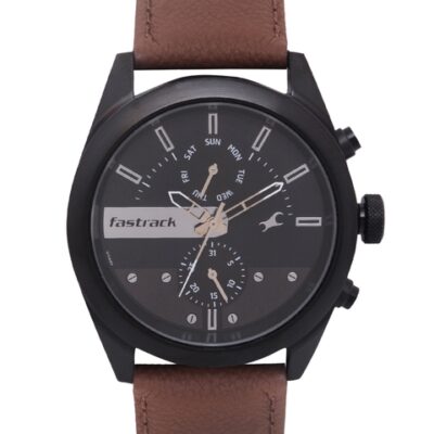 Fastrack Unisex Black And Brown Analogue...