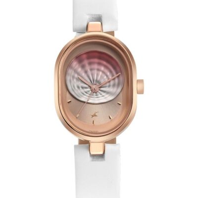 Fastrack Women Brass Dial & Leather...