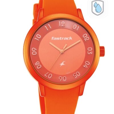 Fastrack Women Orange Aluminium Printed Dial & Straps Analogue Watch 68025AP03
