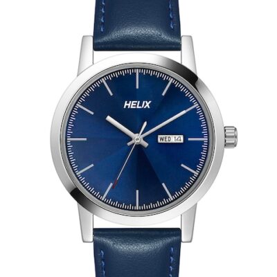 Helix Men Brass Dial & Leather Stra...