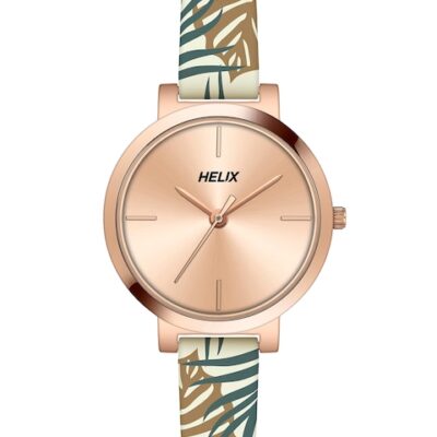 Helix Women Brass Dial & Leather St...