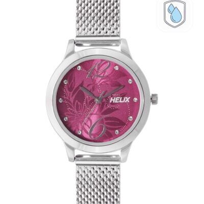 Helix Women Pink Printed Dial & Sil...