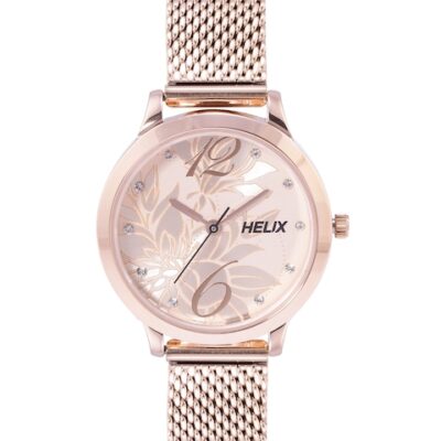 Helix Women Rose Gold-Toned Printed Dial...