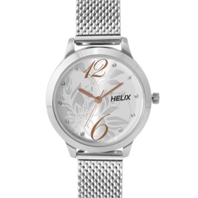 Helix Women Silver-Toned Printed Dial &#...