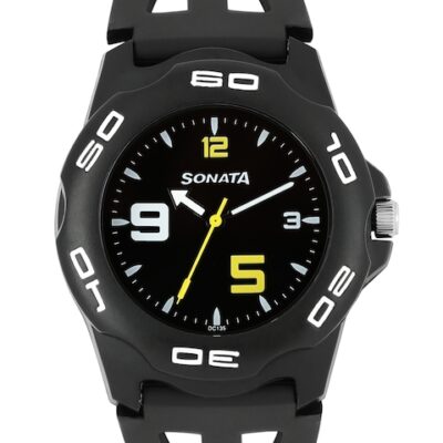 Sonata Men Black Dial Watch NF7929PP08J