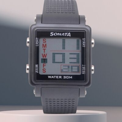 Sonata Men Black Digital Watch NH77043PP01