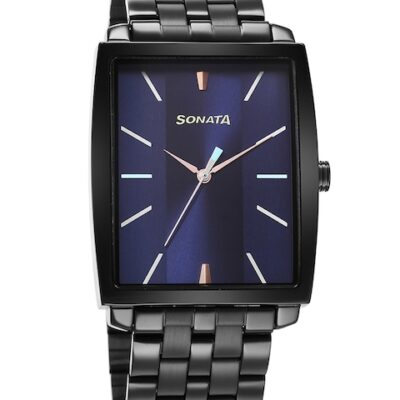 Sonata Men Brass Dial & Stainless Steel Bracelet Style Straps Analogue Watch 7143NM01