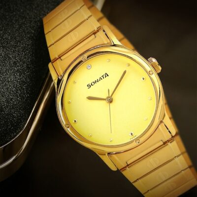 Sonata Men Gold-Toned Dial Watch NC7023Y...