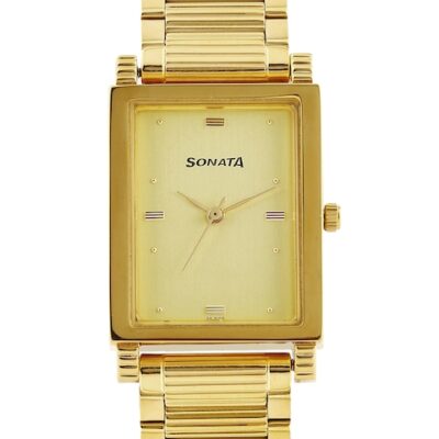 Sonata Men Gold-Toned Dial Watch NF7058Y...