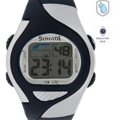 Sonata Unisex Black Digital Watch NL87011PP03A