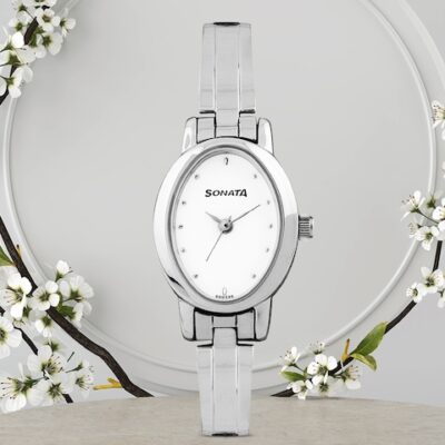 Sonata Women White Dial Watch 8100SM01