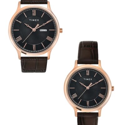 Timex Leather Textured Straps Analogue C...