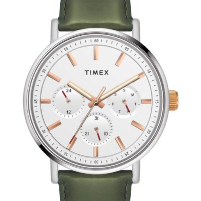 Timex Men Brass Dial & Leather Stra...