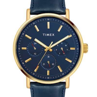 Timex Men Brass Dial & Leather Straps Analogue Watch TWEG20016