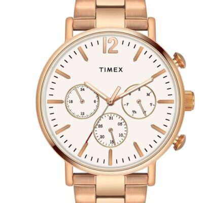 Timex Men Brass Dial & Stainless Steel Bracelet Style Straps Analogue Watch