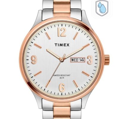 Timex Men Brass Dial & Stainless Steel Bracelet Style Straps Analogue Watch TWEG18423