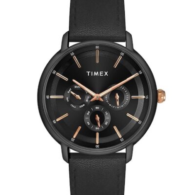 Timex Men Embellished Leather Wrap Aroun...
