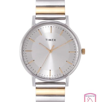 Timex Men Silver-Toned Dial & Gold-...