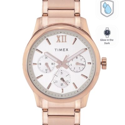 Timex Men Silver-Toned Dial & Rose Gold Toned Analogue Watch TW0TG7605