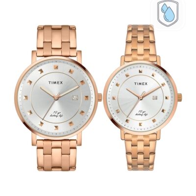 Timex Unisex Set of 2 Stainless Steel An...