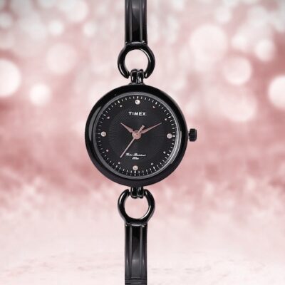 Timex Women Black Embellished Dial Brace...