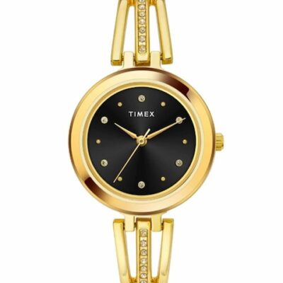 Timex Women Brass Embellished Dial & Stainless Steel Bracelet Style Straps Analogue Watch TWTL10307