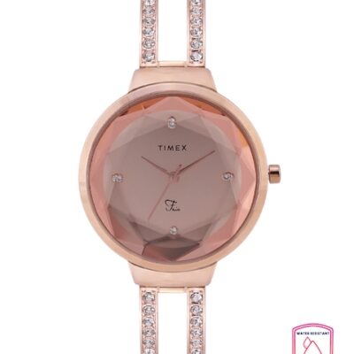 Timex Women Rose Gold-Toned Dial & ...