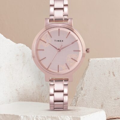 Timex Women Rose Gold-Toned Printed Dial...