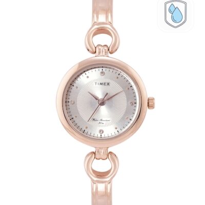 Timex Women Silver-Toned Brass Dial Anal...