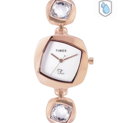 Timex Women White Brass Mother of Pearl ...