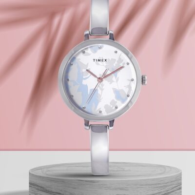 Timex Women White & Grey Floral Pri...