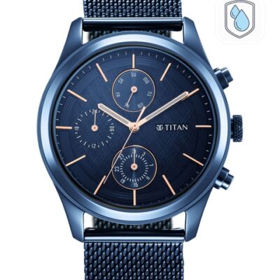 Titan Men Blue Dial & Blue Stainless Steel Bracelet Style Straps Analogue Watch