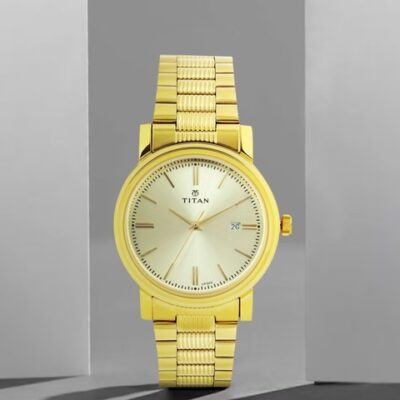 Titan Men Gold-Toned Dial Watch 1712YM03