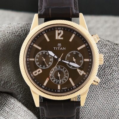 Titan Men Leather Straps Analogue Chronograph Watch NL1734WL01