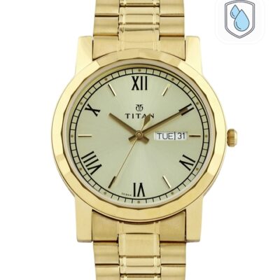 Titan Men Muted Gold-Toned Dial Watch 1644YM03