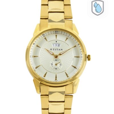 Titan Men Muted Gold-Toned Dial Watch NF...