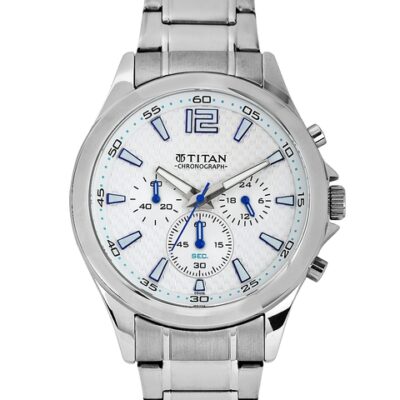 Titan Men Silver-Toned Dial Watch NE9323SM07J