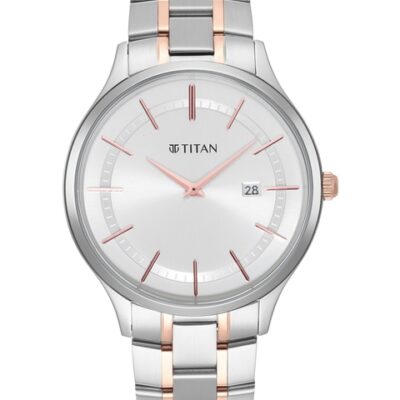 Titan Men Silver-Toned Stainless Steel B...