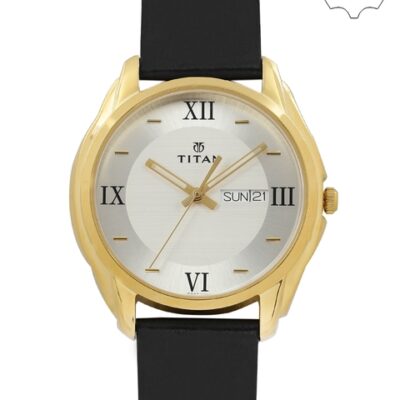Titan Men Silver-Toned & White Dial Watch NH1578YL04