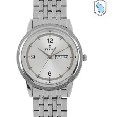 Titan Men Sliver-Toned Dial Watch NH1638SM01