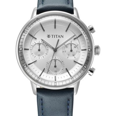 Titan Men Textured Dial & Leather S...
