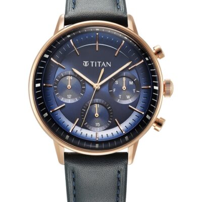 Titan Men Textured Dial & Leather S...